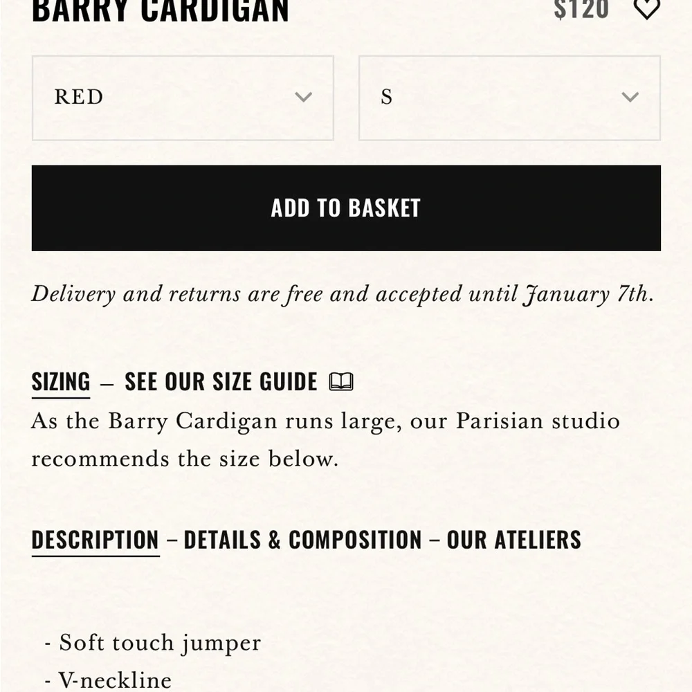 Sezane Barry cardigan sweater RED - Picture 3 of 7